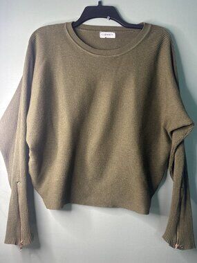 Carmen Women’s Y2K Sweater Dolman Sleeve Zip Wrist Cozy Retro Chic Top